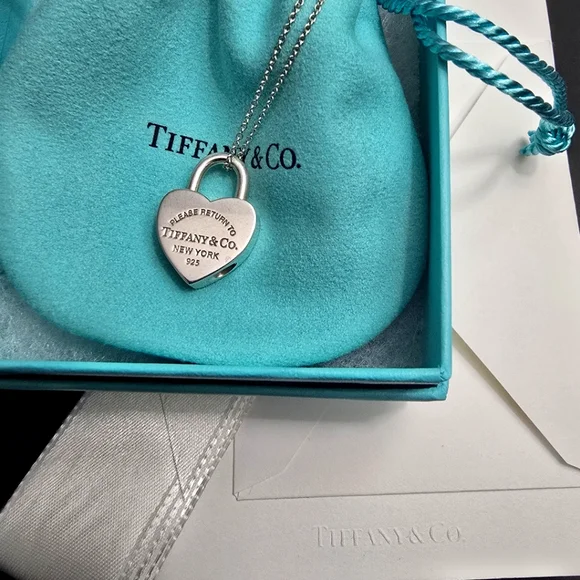 Tiffany & Co. Heart Lock Necklace On 16" Chain - Picture 2 of 5